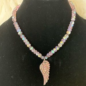 Pink beaded breast cancer awareness necklace! 🎀